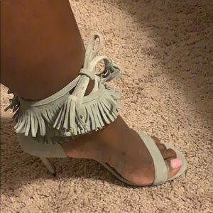 Mango gray suede heels
